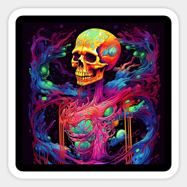 Neon Explosions of Psy Reality Tee Sticker by yambuto